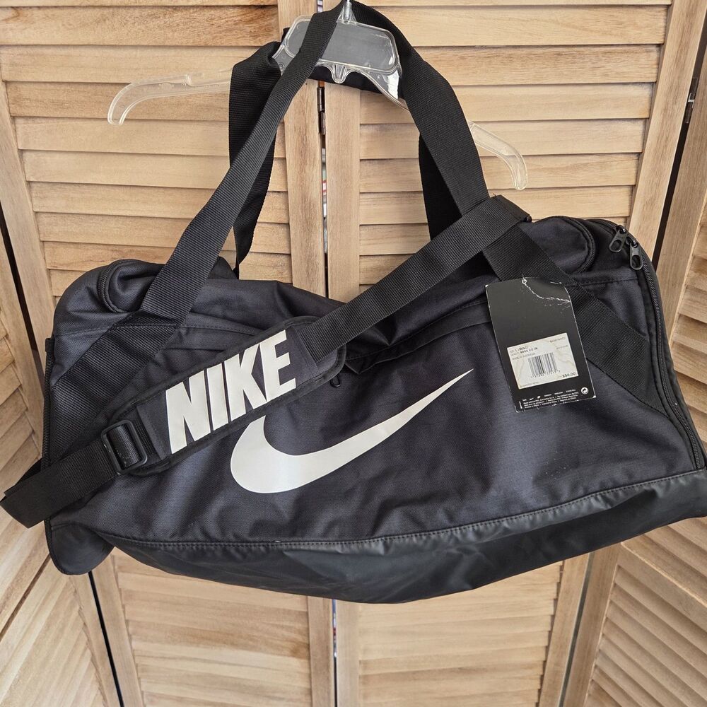Nike Brasilia Large Black Duffel Bag Spellout On Strap 90L Of Storage BA5978-010